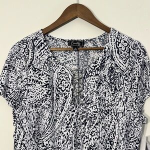 NWT Everlily Navy & White Print Ring Detail Dress Size XL